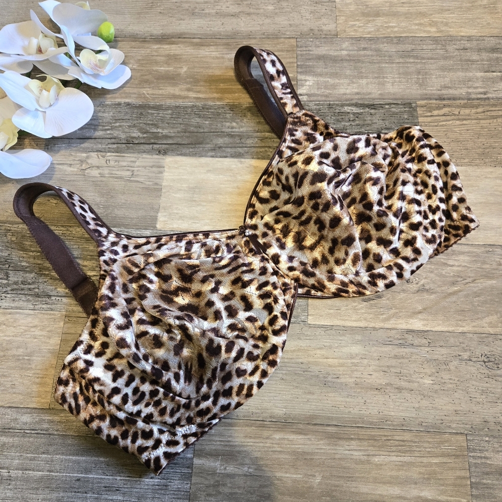 Wacoal brown leopard print unlined underwire bra size 36DDD